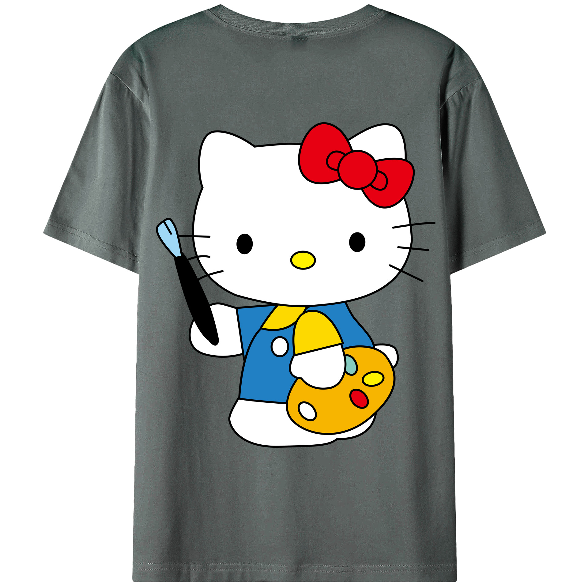 （画像用） Hello Kitty ハローキティ 綿100％ メンズ半袖Tシャツ（バックプリント） 通気性